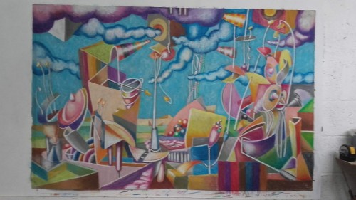 Pastel à l'huile 150 x 100 cm