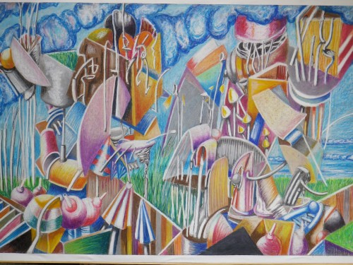 Pastel à l'huile 150 x 100 cm